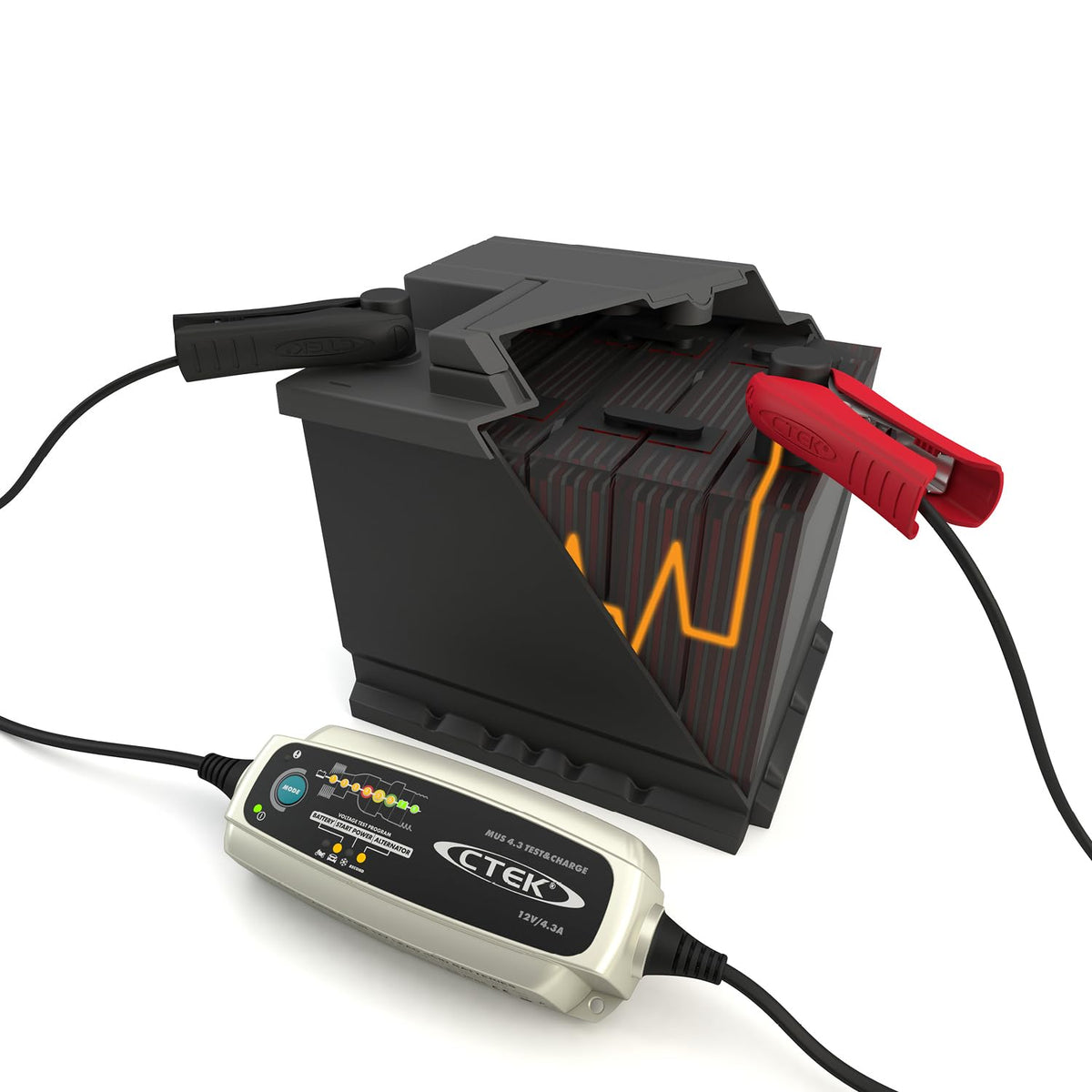 CTEK display and indicators showing diagnostic readouts for easy monitoring benefit