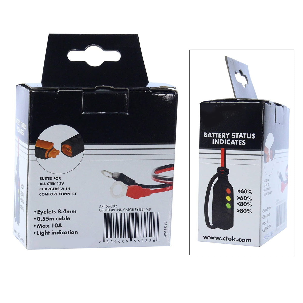 CTEK indicator eyelet M8 installed under hood showing convenient access and readiness