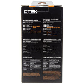 CTEK MXS 5.0 beside ruler showing compact size and premium cable with strain relief benefit