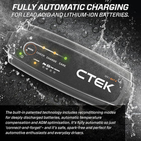 CTEK NXT 5 in a garage lifestyle scene showing convenient everyday use benefit