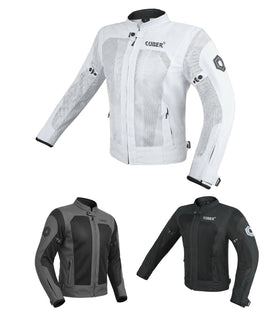 CUBER front view white jacket showing ventilation and fit benefits