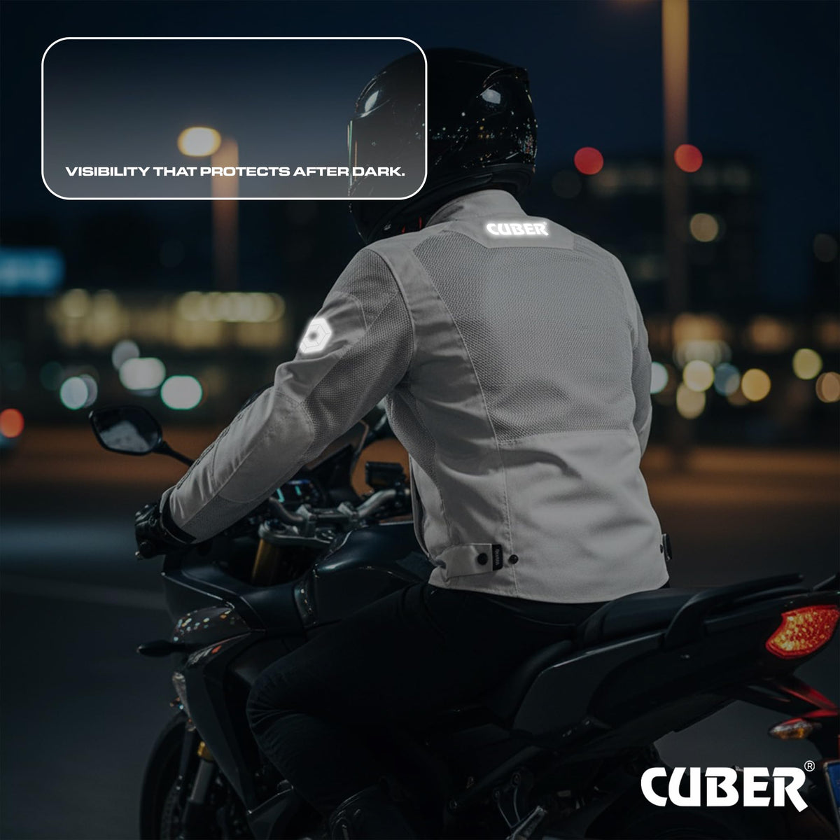 CUBER jacket worn on ride demonstrating fit and ventilation for rider comfort benefit