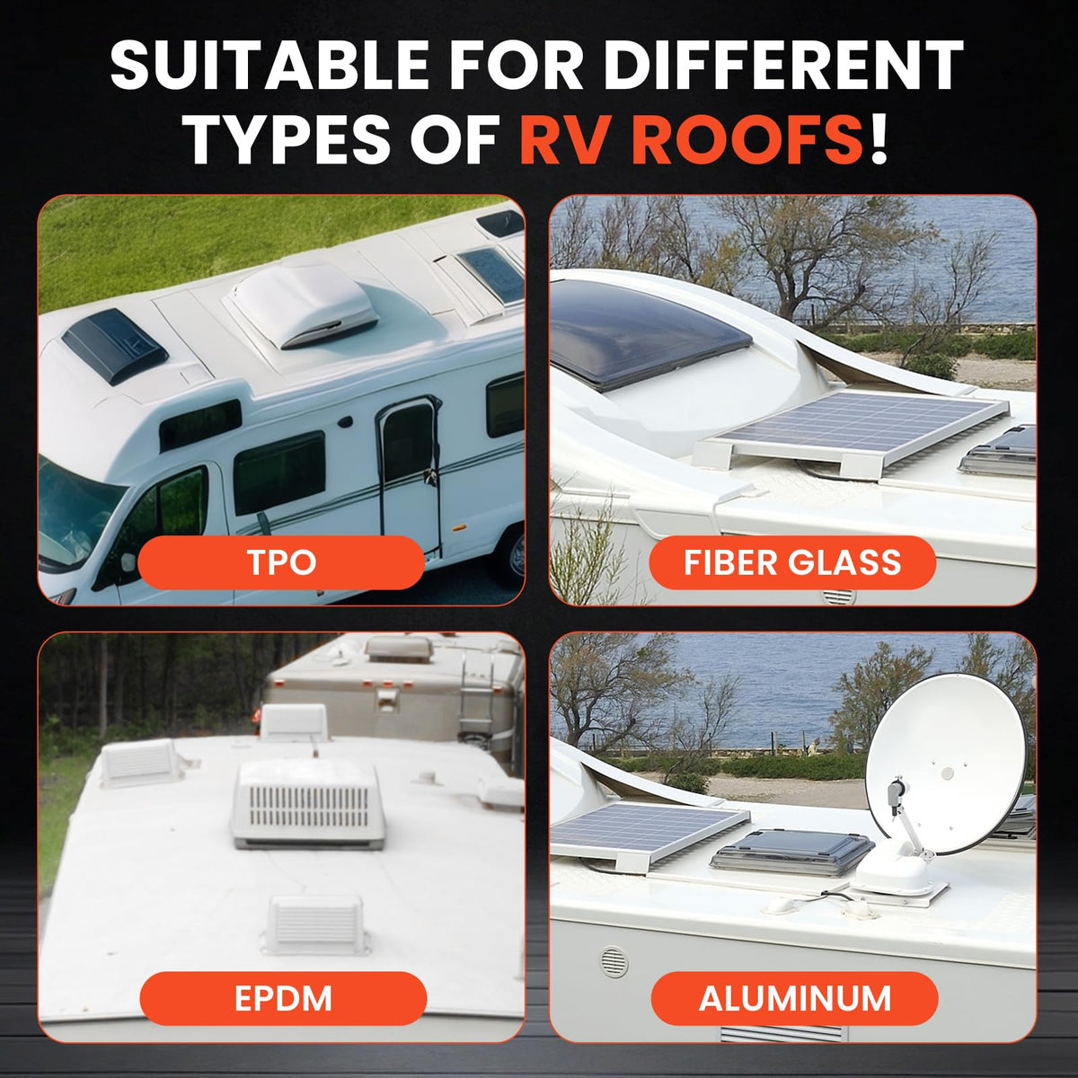 CUKWUYBY applied around RV vent showing durable leak protection