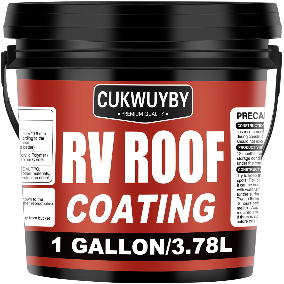 CUKWUYBY front packaging of RV roof sealant showing container and benefit