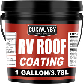 CUKWUYBY front packaging of RV roof sealant showing container and benefit