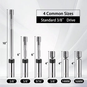 Cupbunny sockets lined up to show 9/16 5/8 14mm 16mm sizes for versatile use