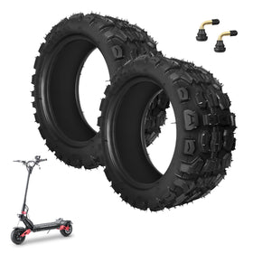 CuraceQ front view showing tire pair and included valve stems, durable fit