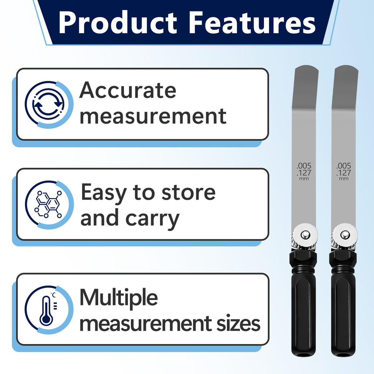 CuraceQ blades labeled with sizes and part numbers for fast identification and error reduction