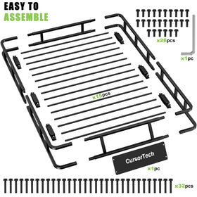 CursorTech roof basket loaded for camping showing organized transport and cabin-space benefit