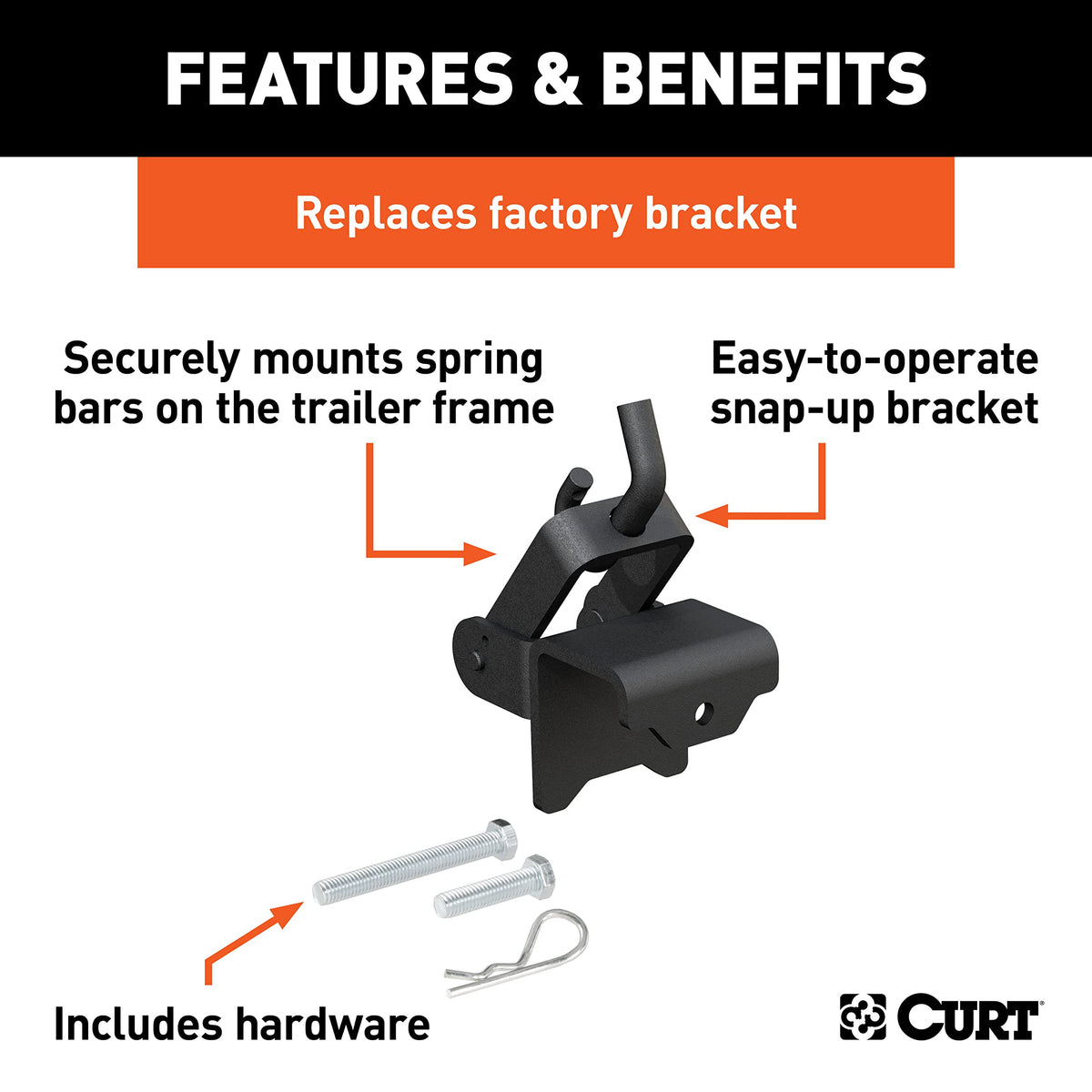 CURT 17008 installed with spring bar demonstrating correct hookup and stability