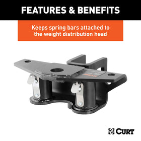 CURT retainer kit installed on round bar weight distribution hitch demonstrating secure fit
