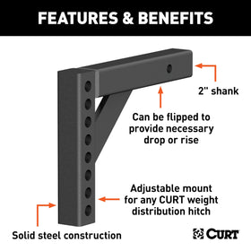 CURT 17120 flipped to rise position demonstrating adjustable head height