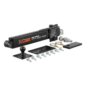 CURT sway control kit front view showing included hardware and benefits of complete mounting kit