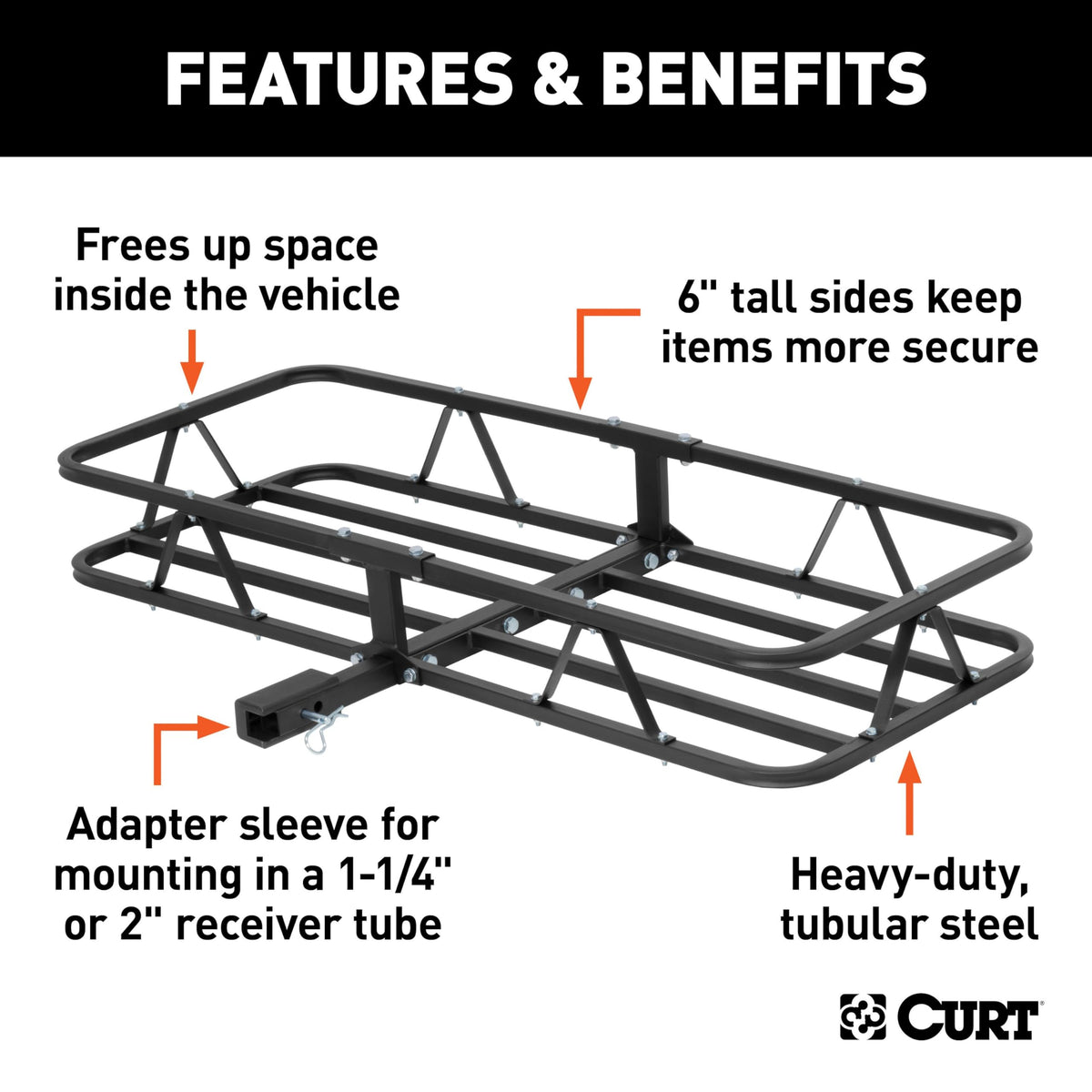 CURT close-up of welds and tubing showing heavy-duty construction benefit