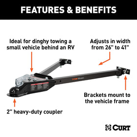 CURT 19745 telescoping section showing adjustable width for precise fit