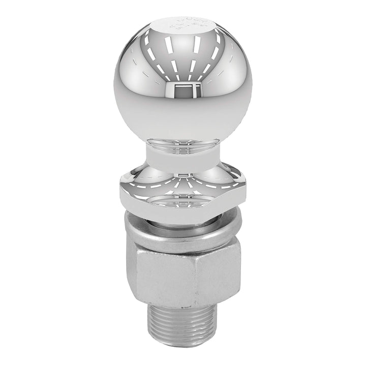 CURT 2-5/16" chrome trailer ball front view showing sturdy construction and reliability