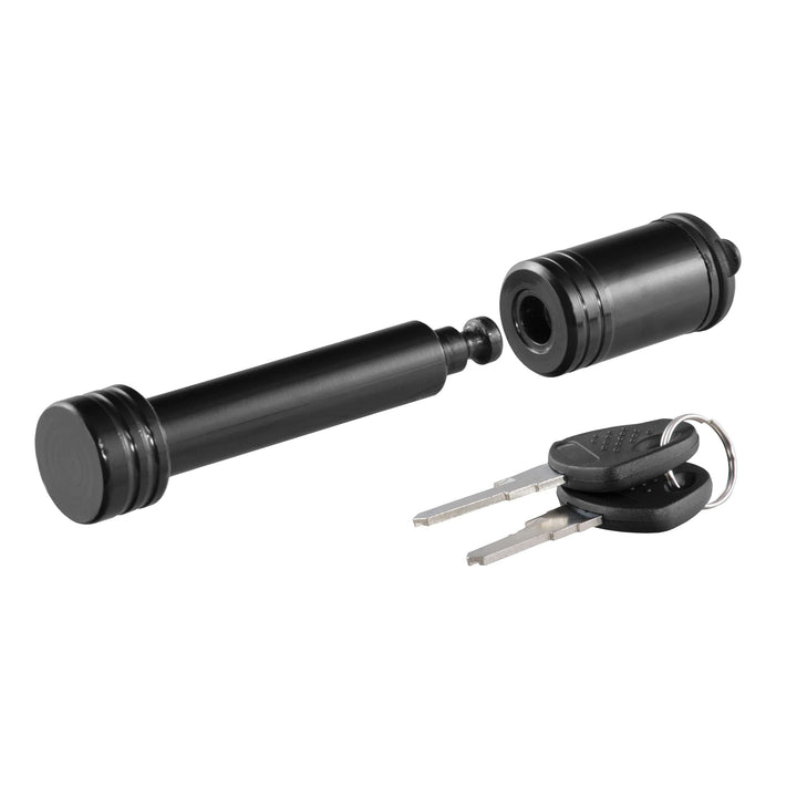 CURT front view of 23518 barbell hitch lock showing secure fit benefit
