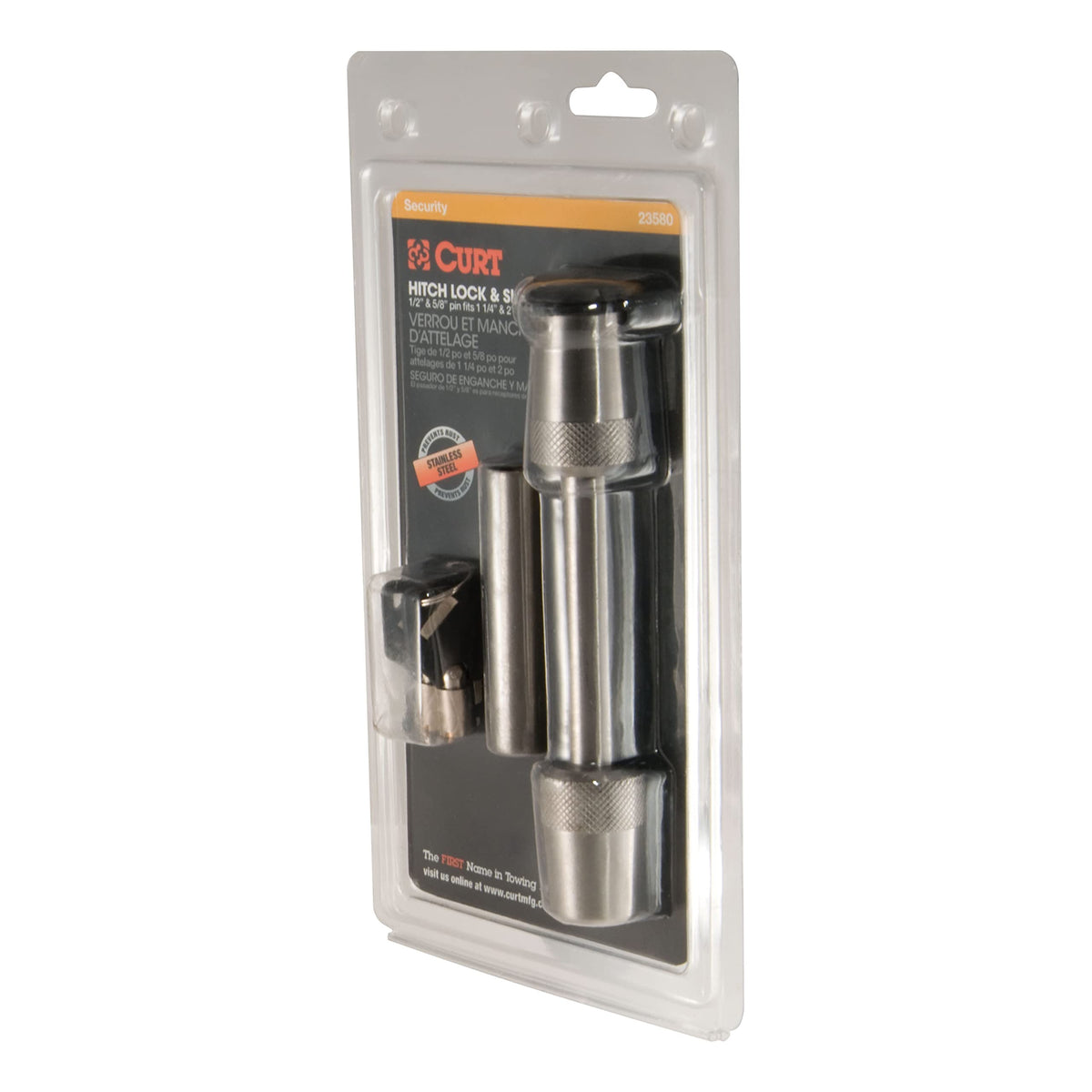 CURT 23580 close-up of locking mechanism and watertight dust cap for corrosion protection