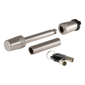 CURT 23580 front view showing barbell lock securing hitch for theft deterrence