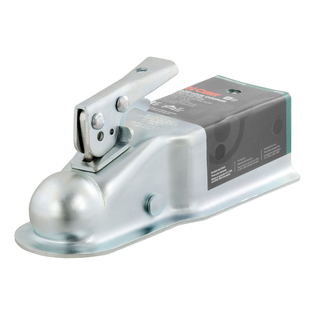CURT 25100 front view showing coupler shape and fit for quick identification and assurance