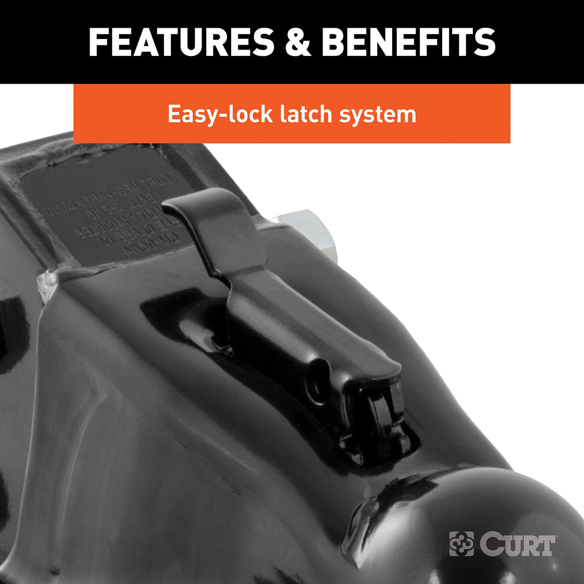 CURT coupler powder-coat texture close detail protecting against corrosion