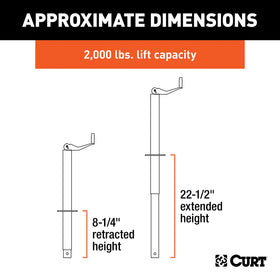 CURT 28200 handle close-up with integrated grip for easier raising and lowering
