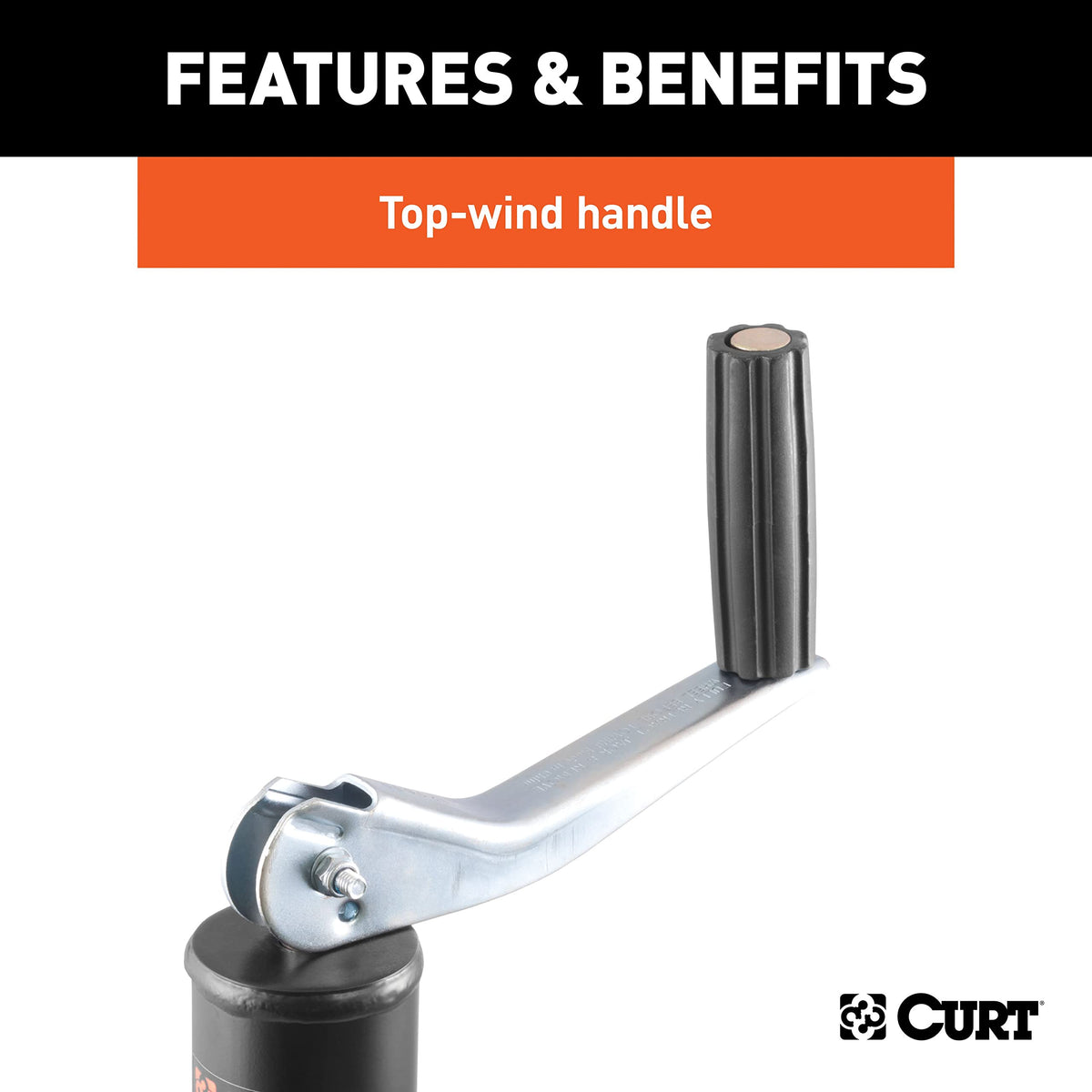 CURT 28250 fully extended beside tape measure showing 14-inch travel