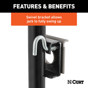 CURT 28300 swivel bracket mechanism with pull-pin for secure stowing while towing