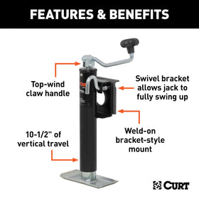 CURT 28300 top-wind handle detail illustrating ergonomic grip and easy operation