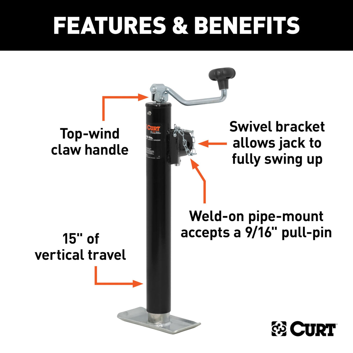 CURT 28356 welded foot plate close-up offering stable ground contact benefit