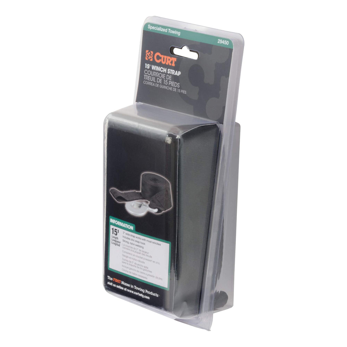 CURT 29450 length scale beside ruler showing 15-foot reach benefit