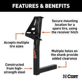 CURT side profile with tire portraying sturdy support and space-saving design