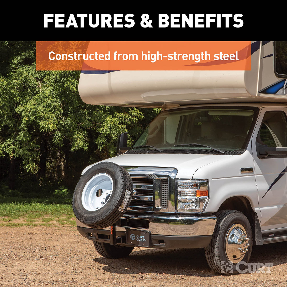 CURT slotted wheel-mount holes showing versatile bolt-pattern acceptance