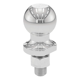 CURT chrome hitch ball front view showing solid construction and reliable towing