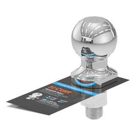 CURT hitch ball mounted on ball mount demonstrating correct fit and stability