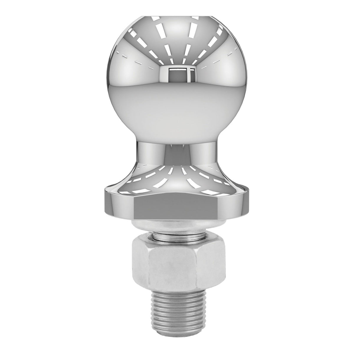CURT hitch ball next to ruler showing 1-7/8 inch diameter for precise matching