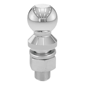 CURT chrome trailer ball front view showing durable finish and clear size marking