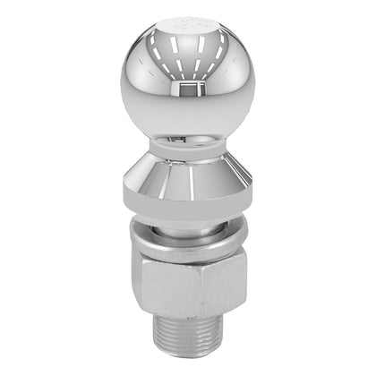 CURT chrome trailer ball front view showing durable finish and clear size marking