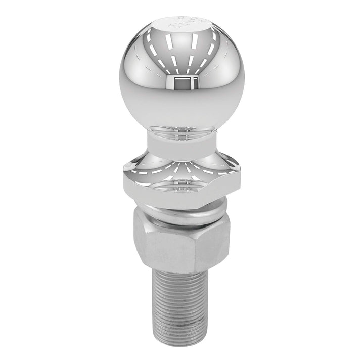 CURT 40020 front view showing 2-inch chrome ball and polished finish for durable towing