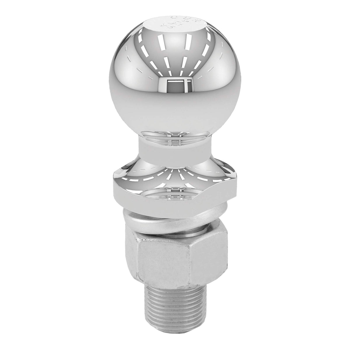 CURT chrome hitch ball front view showing durable finish and secure fit