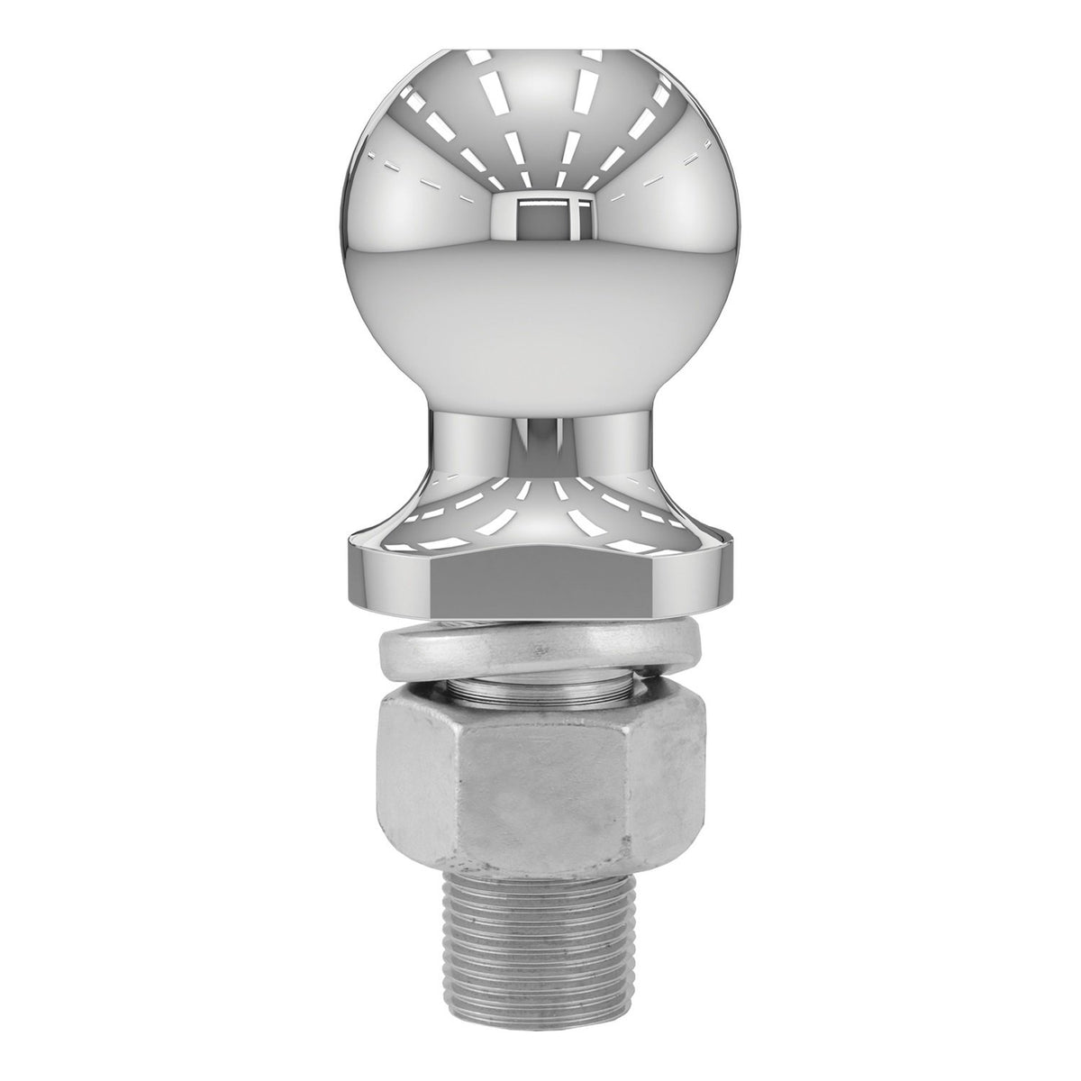 CURT hitch ball installed on ball mount demonstrating correct fitment