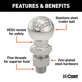 CURT 40053 mounted on a ball mount demonstrating correct installation and stability