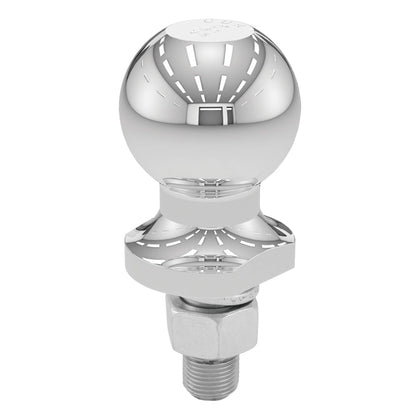 CURT front view of 2-inch chrome hitch ball showing durable finish and size benefit