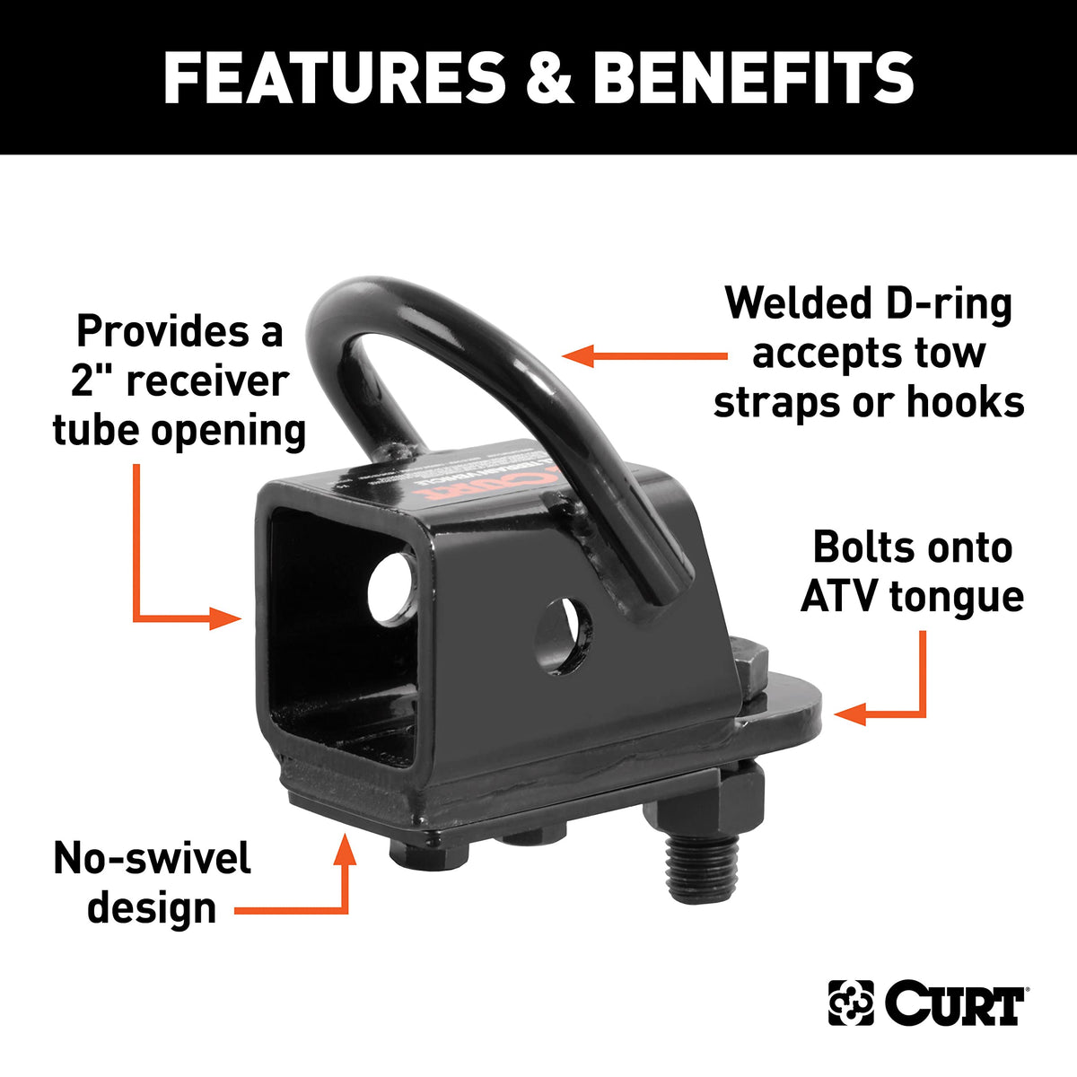 CURT 45006 mounted on ATV demonstrating bolt-on installation benefit