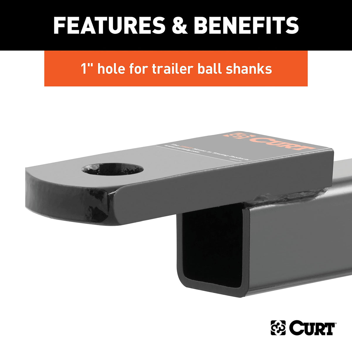 CURT 45010 next to tape measure showing 8-1/4 inch length for fit clarity