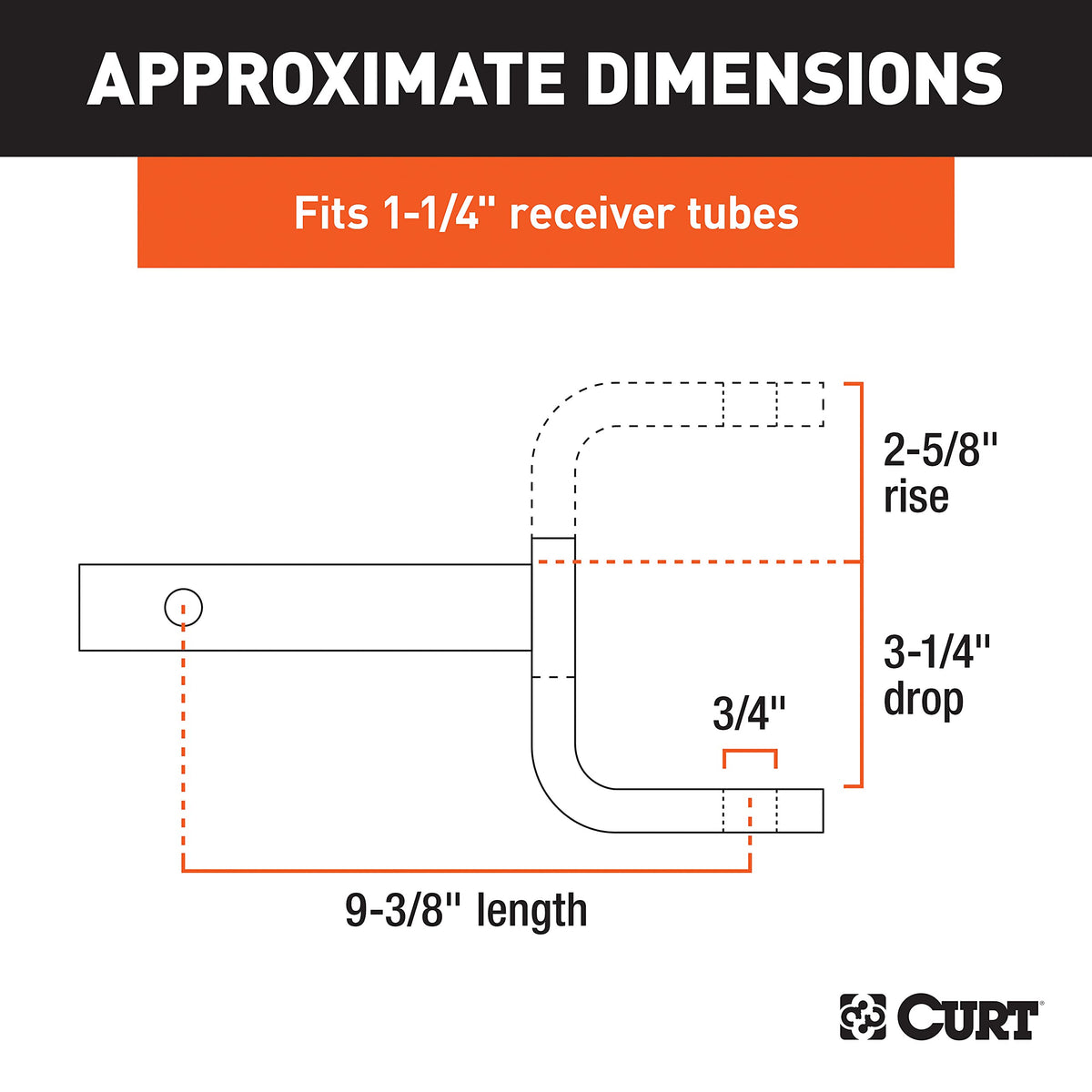 CURT 45026 showing drop and rise angles for level towing adjustments