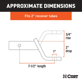 CURT 45030 next to tape measure showing 7-1/2 inch length advantage