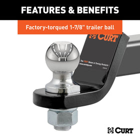 CURT scale view highlighting 8-1/4-inch length and 2-inch drop for correct ride height