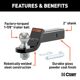 CURT side profile showing 2x2 shank and 2-inch drop for proper fitment benefit