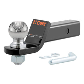 CURT front profile of loaded ball mount showing ready-to-use design and durability